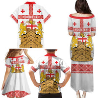 Personalised Georgia Independence Day Family Matching Puletasi and Hawaiian Shirt Sameba Cathedral Borjgali Folk Pattern
