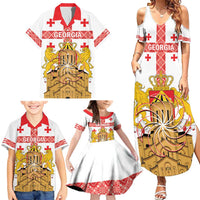 Personalised Georgia Independence Day Family Matching Summer Maxi Dress and Hawaiian Shirt Sameba Cathedral Borjgali Folk Pattern