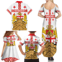 Personalised Georgia Independence Day Family Matching Summer Maxi Dress and Hawaiian Shirt Sameba Cathedral Borjgali Folk Pattern