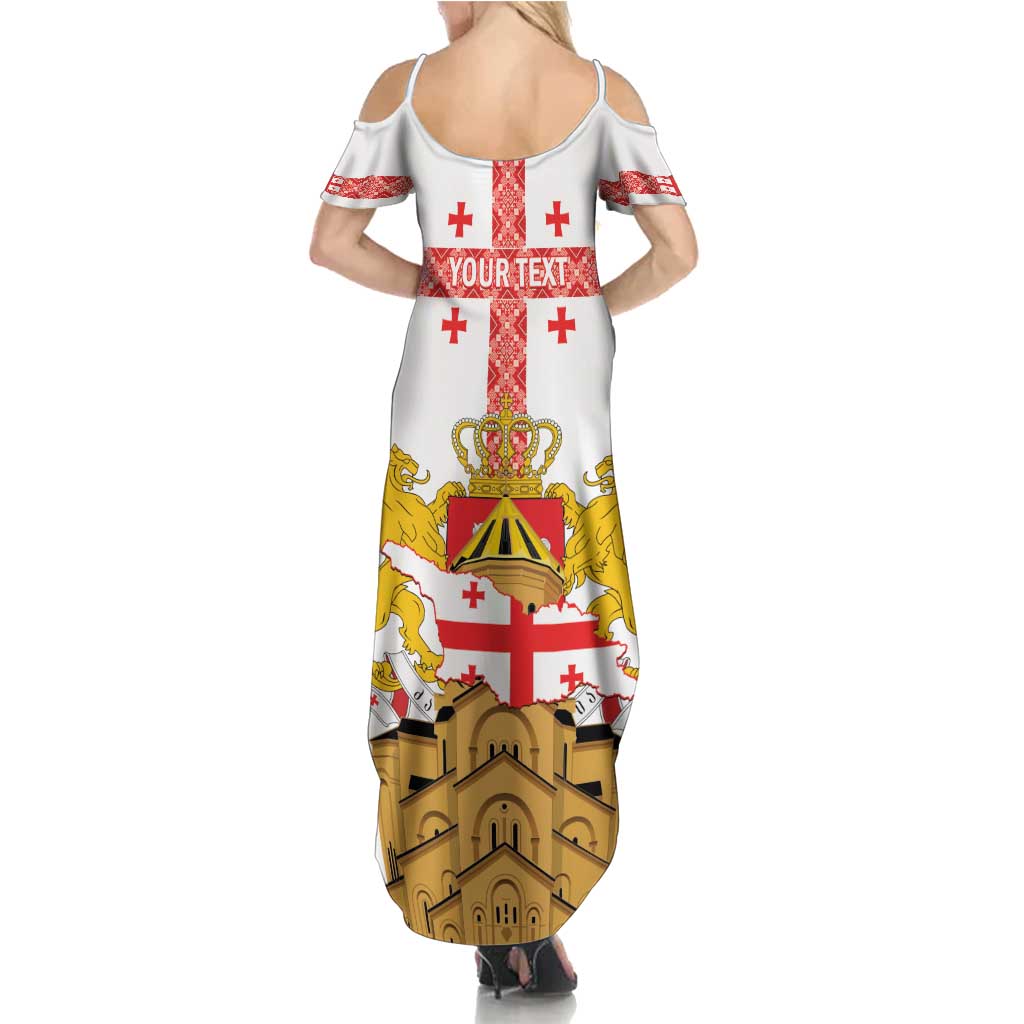 Personalised Georgia Independence Day Family Matching Summer Maxi Dress and Hawaiian Shirt Sameba Cathedral Borjgali Folk Pattern