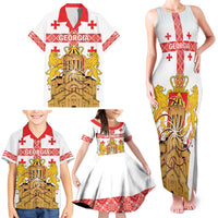 Personalised Georgia Independence Day Family Matching Tank Maxi Dress and Hawaiian Shirt Sameba Cathedral Borjgali Folk Pattern