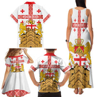 Personalised Georgia Independence Day Family Matching Tank Maxi Dress and Hawaiian Shirt Sameba Cathedral Borjgali Folk Pattern