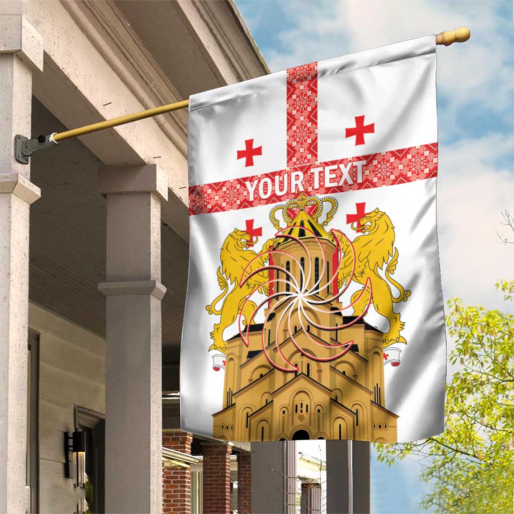 Personalised Georgia Independence Day Garden Flag Sameba Cathedral Borjgali Folk Pattern