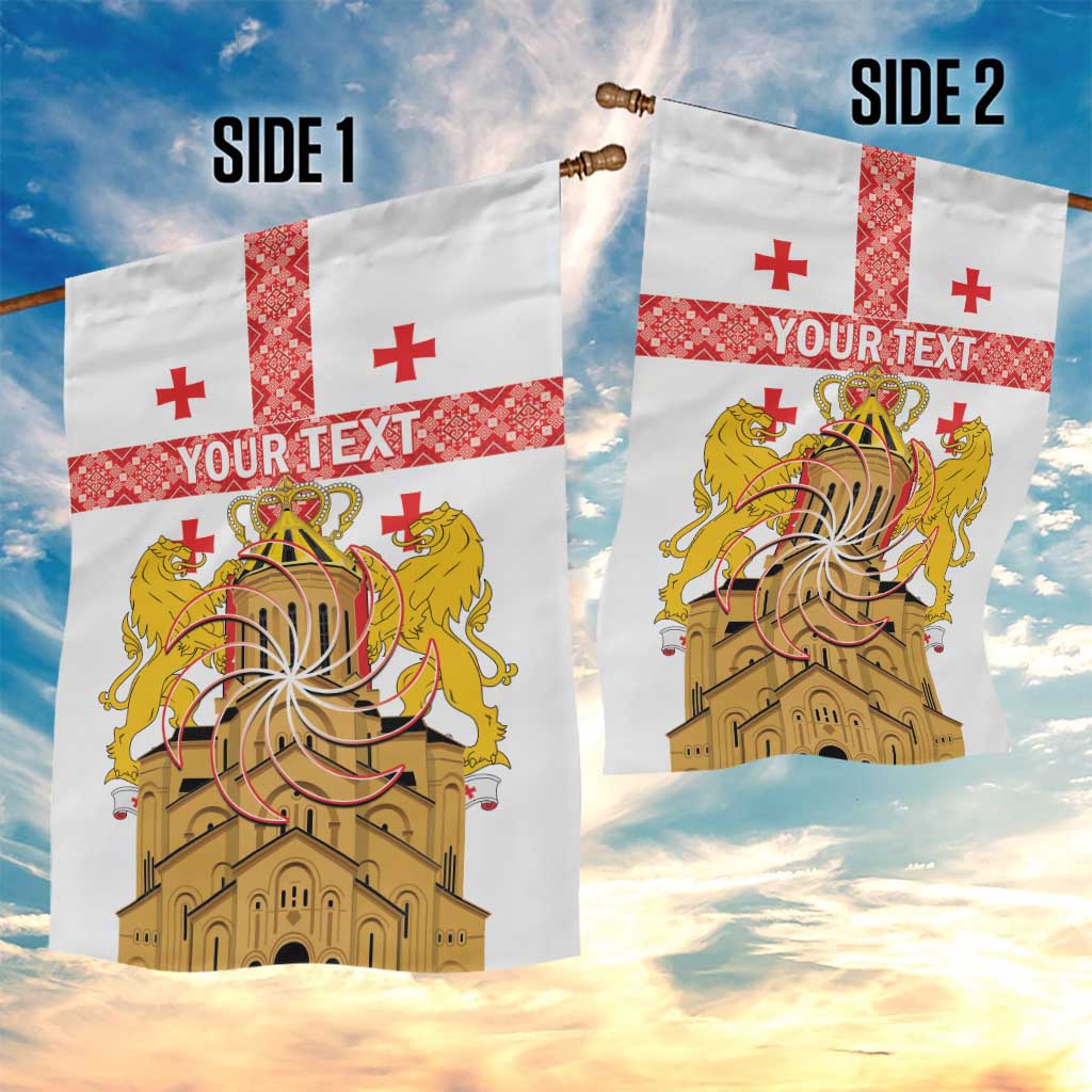 Personalised Georgia Independence Day Garden Flag Sameba Cathedral Borjgali Folk Pattern