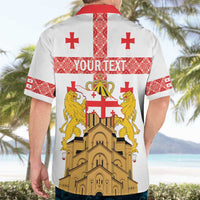 Personalised Georgia Independence Day Hawaiian Shirt Sameba Cathedral Borjgali Folk Pattern