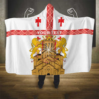 Personalised Georgia Independence Day Hooded Blanket Sameba Cathedral Borjgali Folk Pattern
