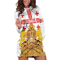 Personalised Georgia Independence Day Hoodie Dress Sameba Cathedral Borjgali Folk Pattern