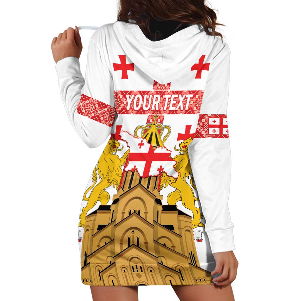 Personalised Georgia Independence Day Hoodie Dress Sameba Cathedral Borjgali Folk Pattern
