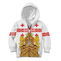 Personalised Georgia Independence Day Kid Hoodie Sameba Cathedral Borjgali Folk Pattern