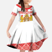 Personalised Georgia Independence Day Kid Short Sleeve Dress Sameba Cathedral Borjgali Folk Pattern