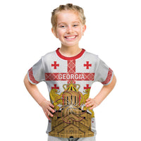 Personalised Georgia Independence Day Kid T Shirt Sameba Cathedral Borjgali Folk Pattern