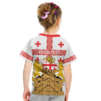 Personalised Georgia Independence Day Kid T Shirt Sameba Cathedral Borjgali Folk Pattern