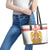 Personalised Georgia Independence Day Leather Tote Bag Sameba Cathedral Borjgali Folk Pattern