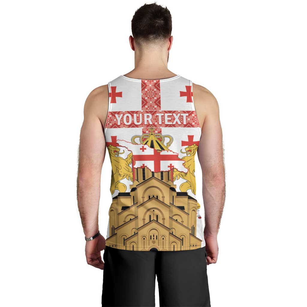 Personalised Georgia Independence Day Men Tank Top Sameba Cathedral Borjgali Folk Pattern