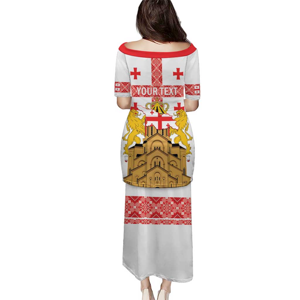Personalised Georgia Independence Day Puletasi Sameba Cathedral Borjgali Folk Pattern