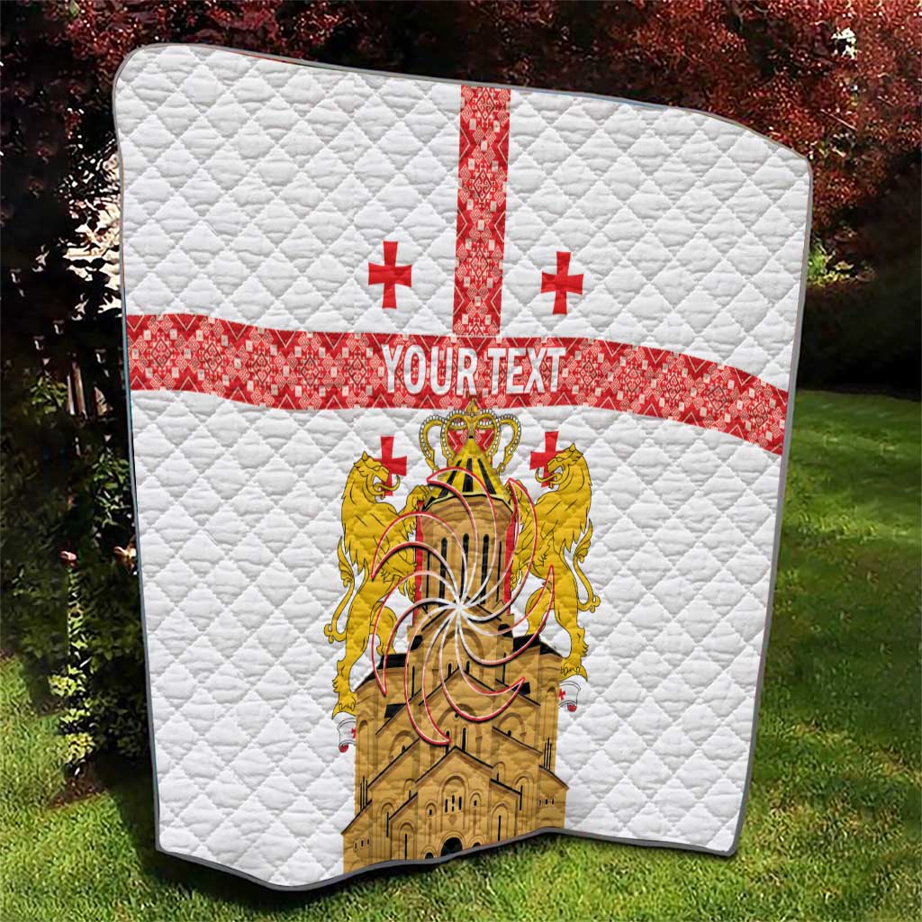 Personalised Georgia Independence Day Quilt Sameba Cathedral Borjgali Folk Pattern
