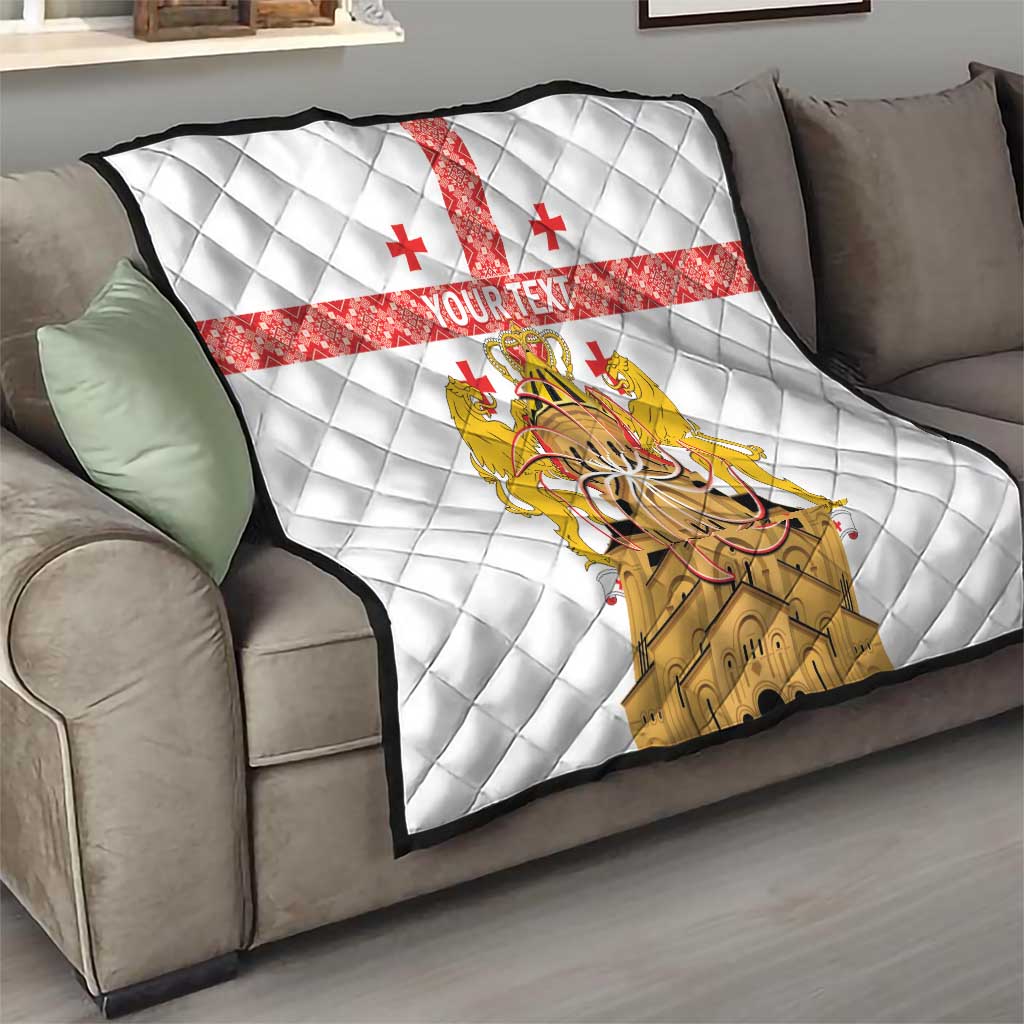 Personalised Georgia Independence Day Quilt Sameba Cathedral Borjgali Folk Pattern
