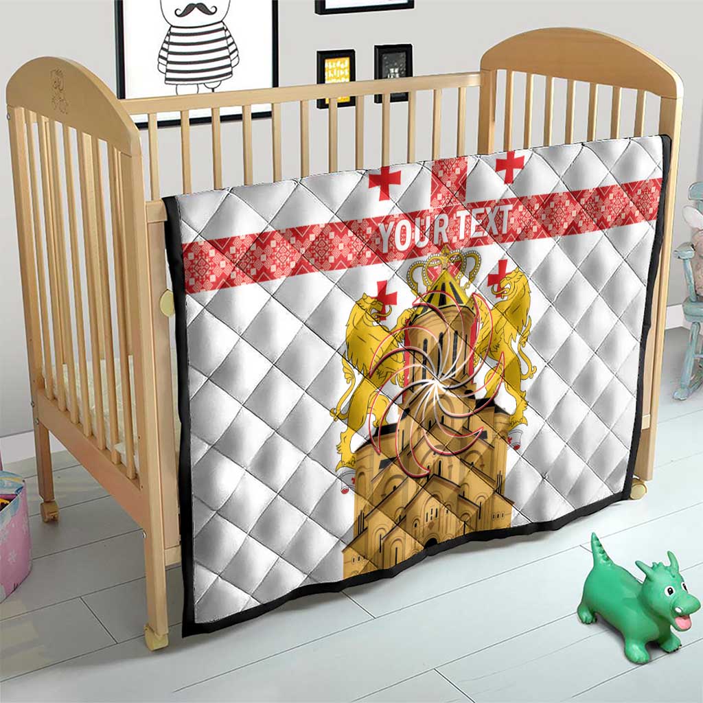 Personalised Georgia Independence Day Quilt Sameba Cathedral Borjgali Folk Pattern