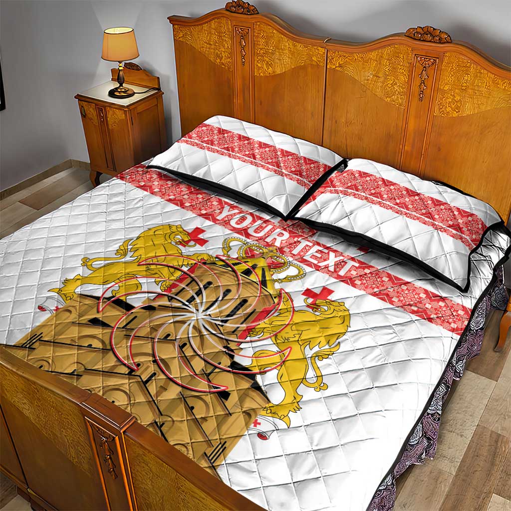 Personalised Georgia Independence Day Quilt Bed Set Sameba Cathedral Borjgali Folk Pattern