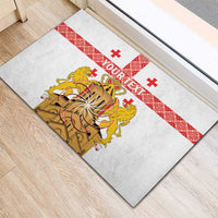 Personalised Georgia Independence Day Rubber Doormat Sameba Cathedral Borjgali Folk Pattern