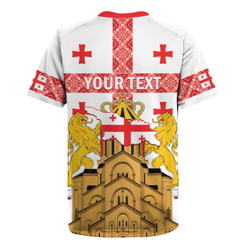 Personalised Georgia Independence Day Rugby Jersey Sameba Cathedral Borjgali Folk Pattern
