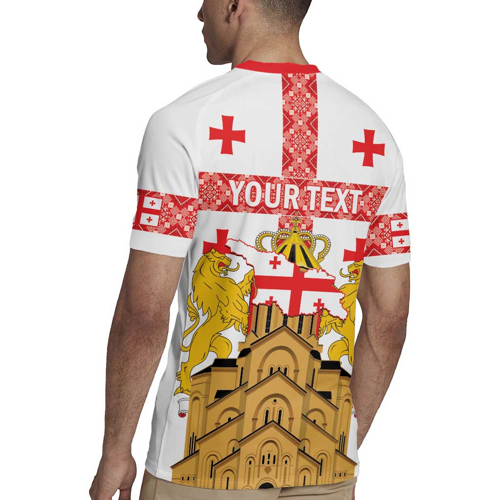 Personalised Georgia Independence Day Rugby Jersey Sameba Cathedral Borjgali Folk Pattern