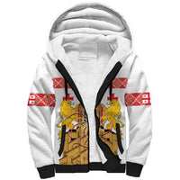 Personalised Georgia Independence Day Sherpa Hoodie Sameba Cathedral Borjgali Folk Pattern
