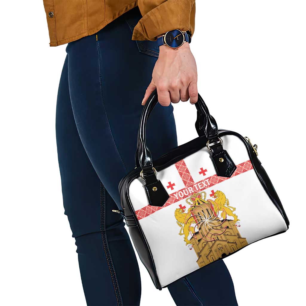 Personalised Georgia Independence Day Shoulder Handbag Sameba Cathedral Borjgali Folk Pattern