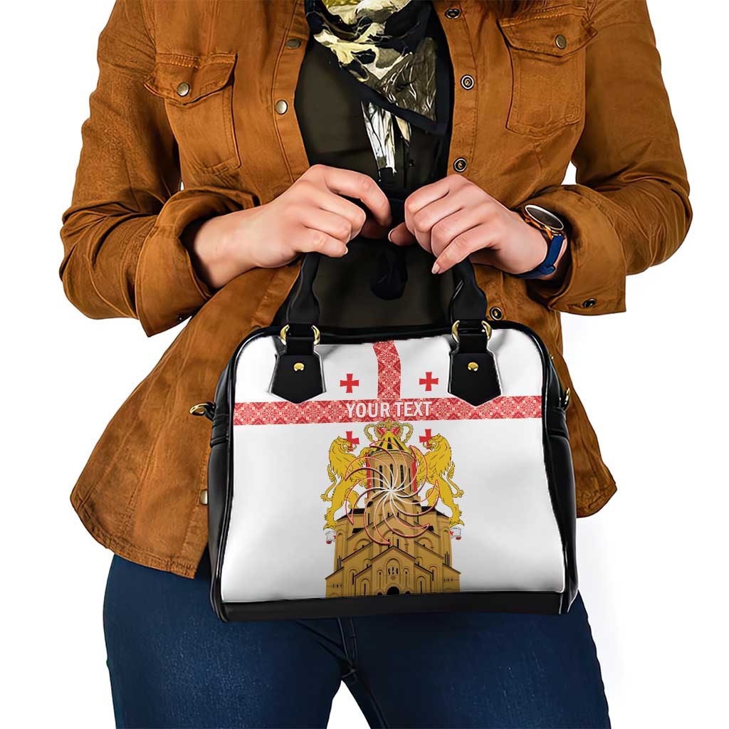 Personalised Georgia Independence Day Shoulder Handbag Sameba Cathedral Borjgali Folk Pattern