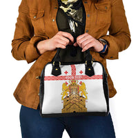 Personalised Georgia Independence Day Shoulder Handbag Sameba Cathedral Borjgali Folk Pattern