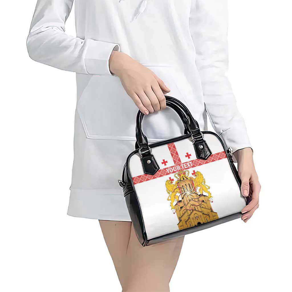 Personalised Georgia Independence Day Shoulder Handbag Sameba Cathedral Borjgali Folk Pattern