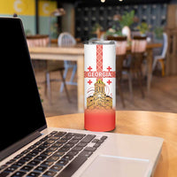 Personalised Georgia Independence Day Skinny Tumbler Sameba Cathedral Borjgali Folk Pattern