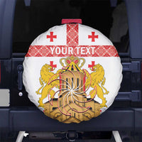 Personalised Georgia Independence Day Spare Tire Cover Sameba Cathedral Borjgali Folk Pattern
