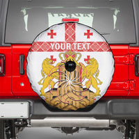 Personalised Georgia Independence Day Spare Tire Cover Sameba Cathedral Borjgali Folk Pattern