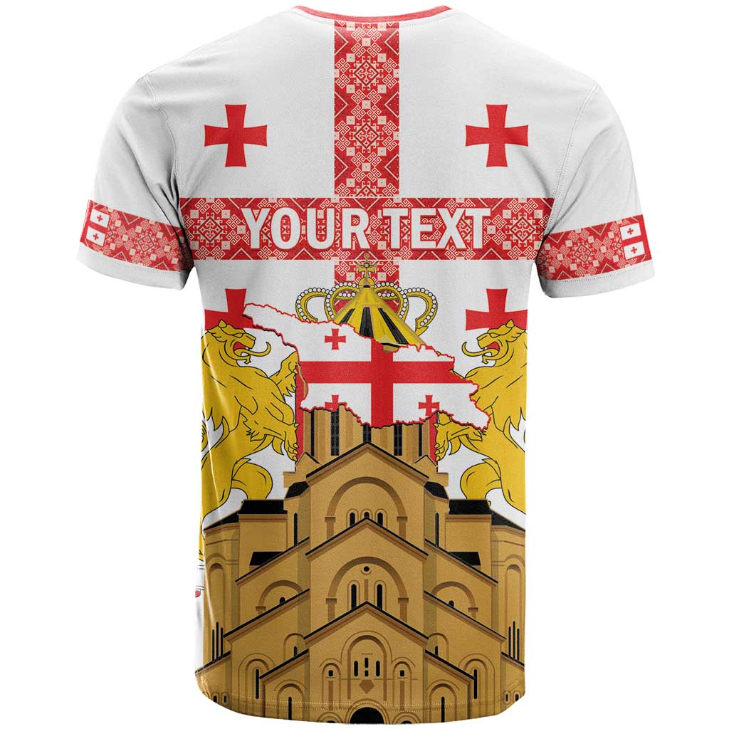 Personalised Georgia Independence Day T Shirt Sameba Cathedral Borjgali Folk Pattern