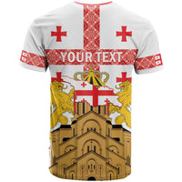 Personalised Georgia Independence Day T Shirt Sameba Cathedral Borjgali Folk Pattern