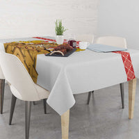 Personalised Georgia Independence Day Tablecloth Sameba Cathedral Borjgali Folk Pattern