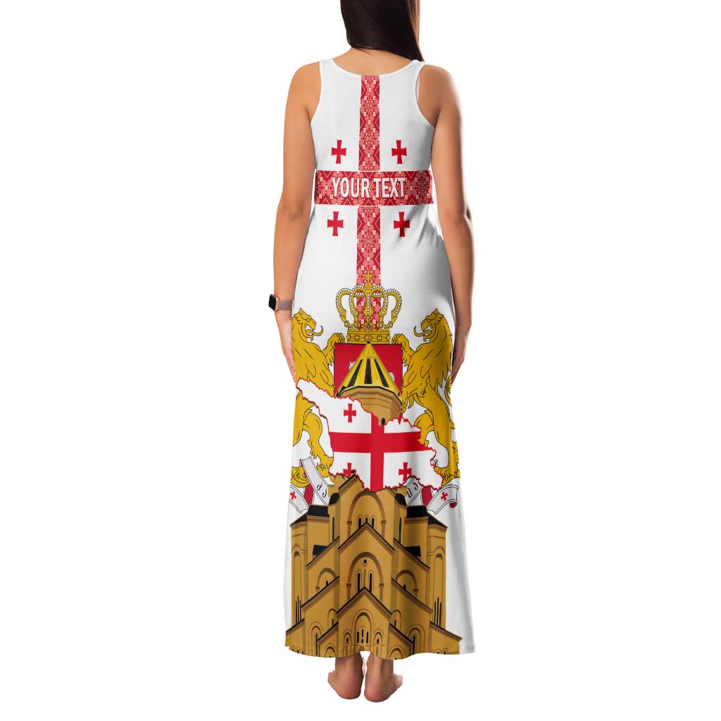 Personalised Georgia Independence Day Tank Maxi Dress Sameba Cathedral Borjgali Folk Pattern