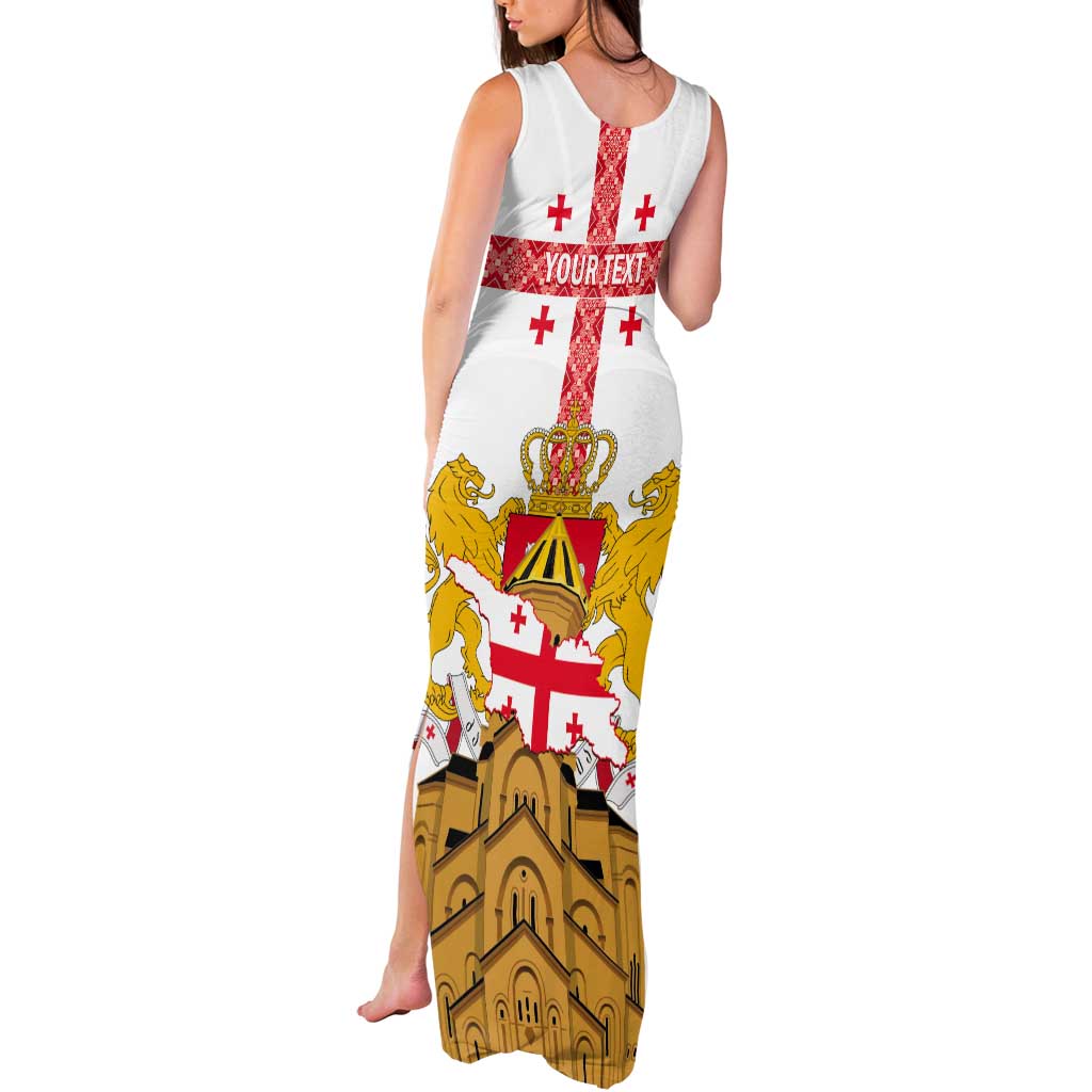 Personalised Georgia Independence Day Tank Maxi Dress Sameba Cathedral Borjgali Folk Pattern