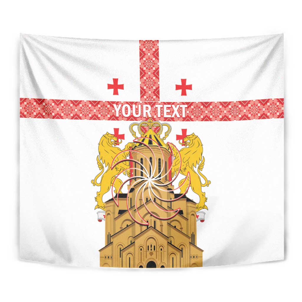 Personalised Georgia Independence Day Tapestry Sameba Cathedral Borjgali Folk Pattern