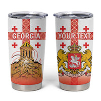 Personalised Georgia Independence Day Tumbler Cup Sameba Cathedral Borjgali Folk Pattern