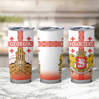 Personalised Georgia Independence Day Tumbler Cup Sameba Cathedral Borjgali Folk Pattern