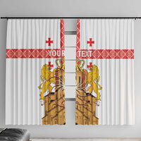 Personalised Georgia Independence Day Window Curtain Sameba Cathedral Borjgali Folk Pattern