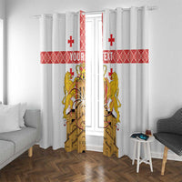 Personalised Georgia Independence Day Window Curtain Sameba Cathedral Borjgali Folk Pattern
