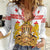 Personalised Georgia Independence Day Women Casual Shirt Sameba Cathedral Borjgali Folk Pattern