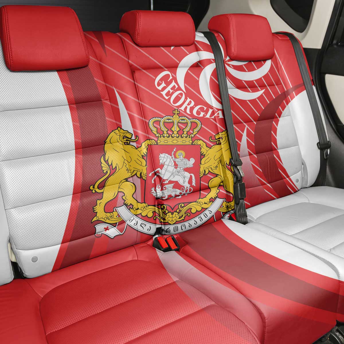 Georgia Independence Day Back Car Seat Cover Borjgalo With Coat Of Arms