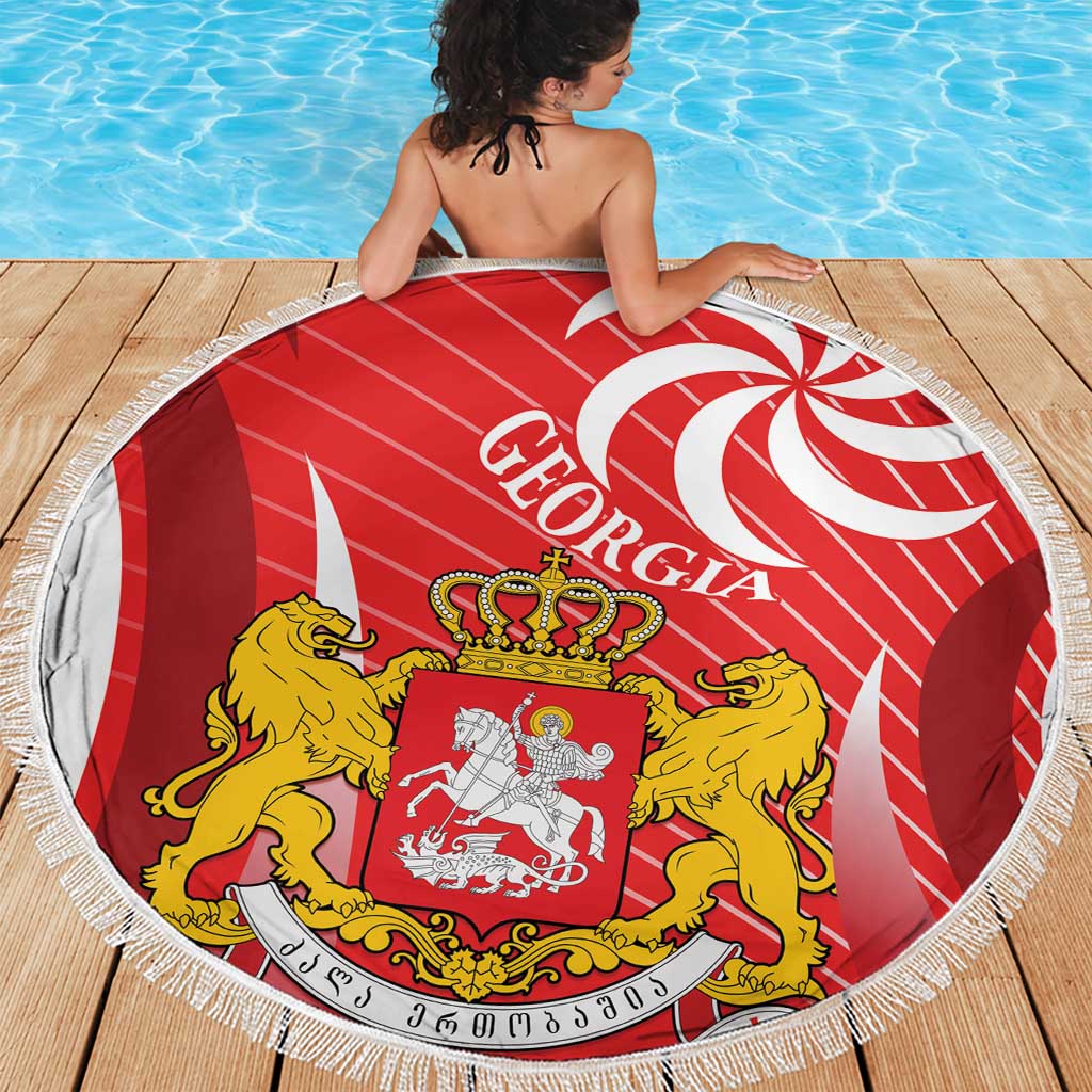 Georgia Independence Day Beach Blanket Borjgalo With Coat Of Arms