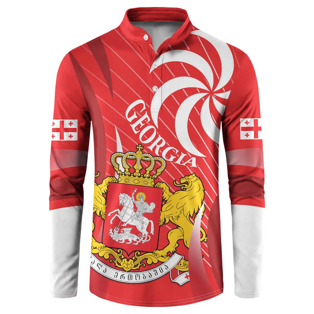 Georgia Independence Day Button Sweatshirt Borjgalo With Coat Of Arms