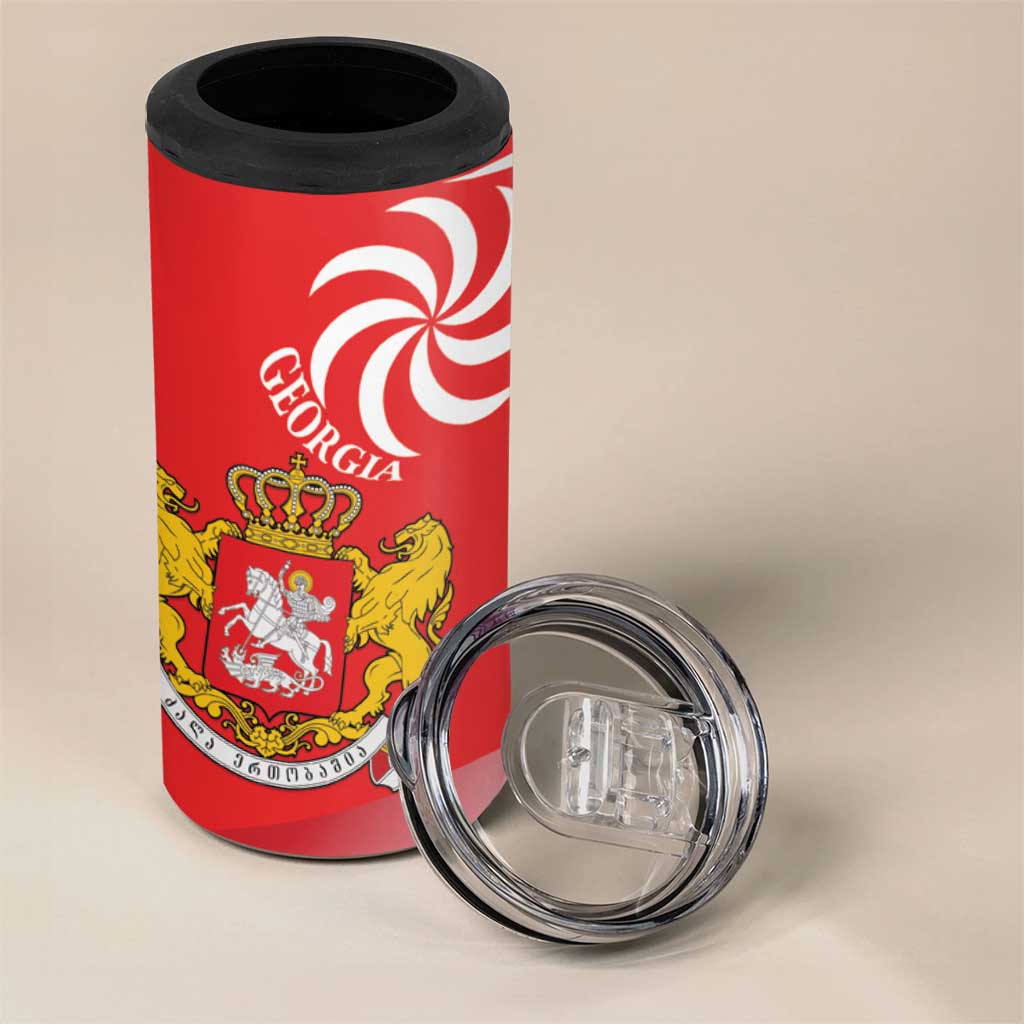 Georgia Independence Day 4 in 1 Can Cooler Tumbler Borjgalo With Coat Of Arms