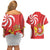 Georgia Independence Day Couples Matching Off Shoulder Short Dress and Hawaiian Shirt Borjgalo With Coat Of Arms